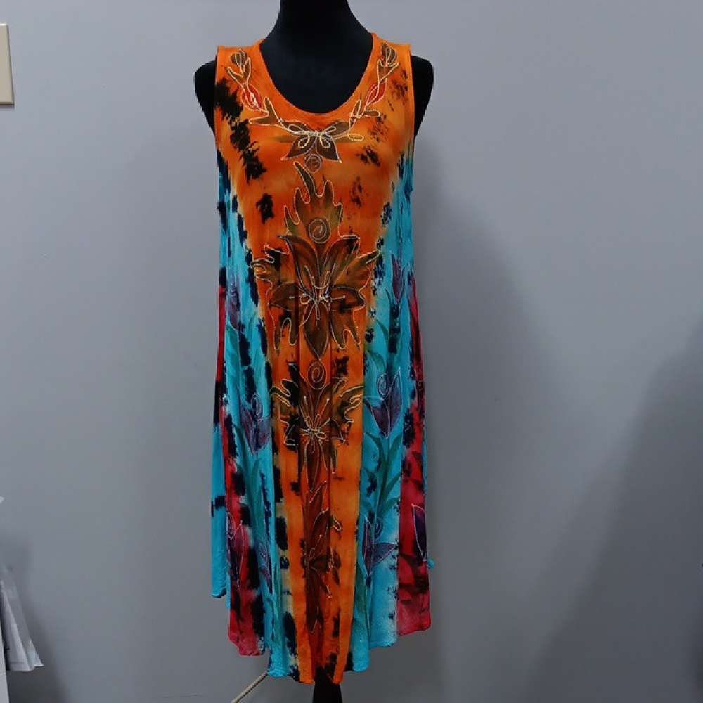 Colorful Sleeveless Embroidered Dress